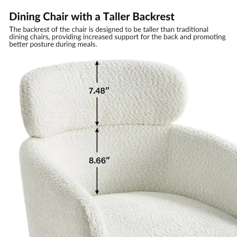 Modern Boucle Dining Chair with Adjustment Feet