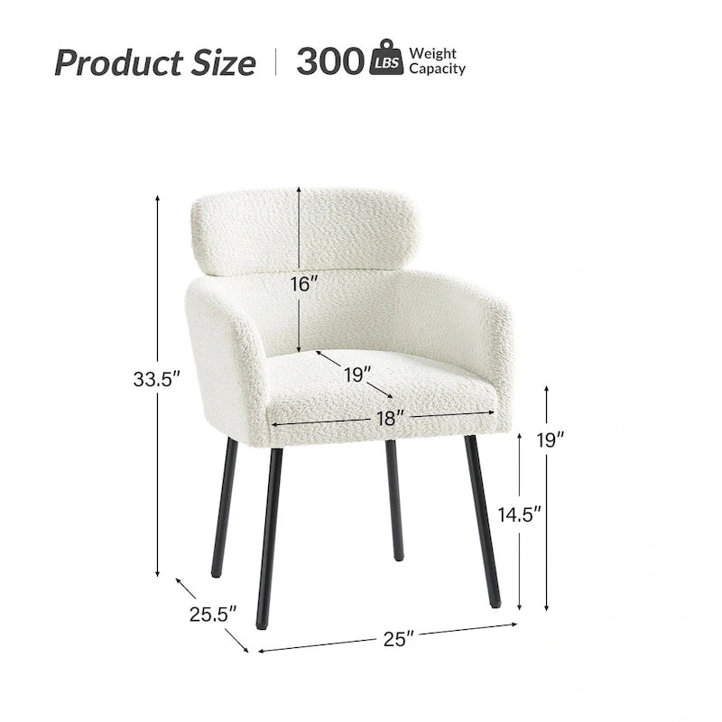 Modern Boucle Dining Chair with Adjustment Feet