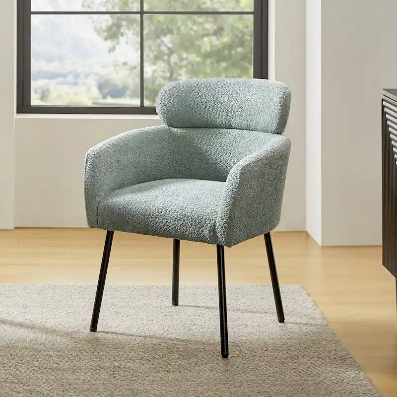 Modern Boucle Dining Chair with Adjustment Feet