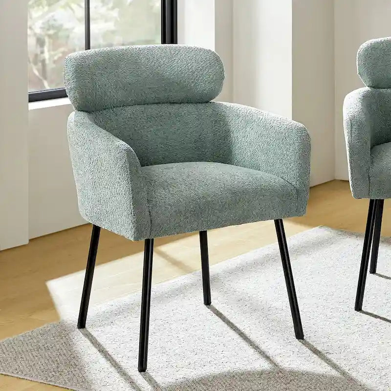 Modern Boucle Dining Chair with Adjustment Feet