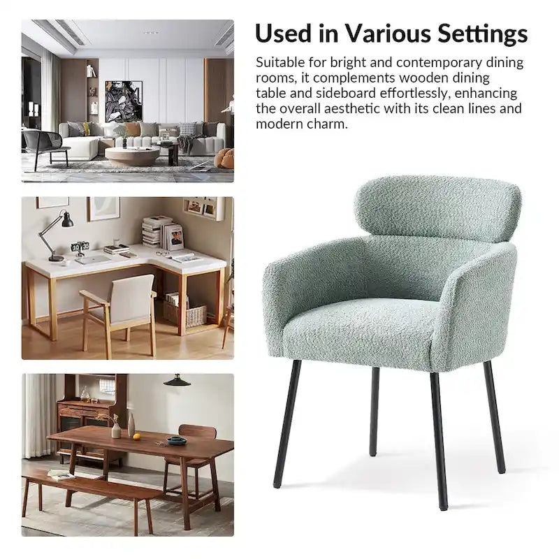 Modern Boucle Dining Chair with Adjustment Feet