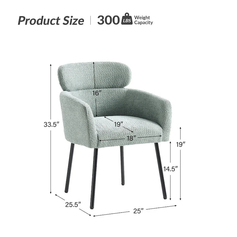 Modern Boucle Dining Chair with Adjustment Feet