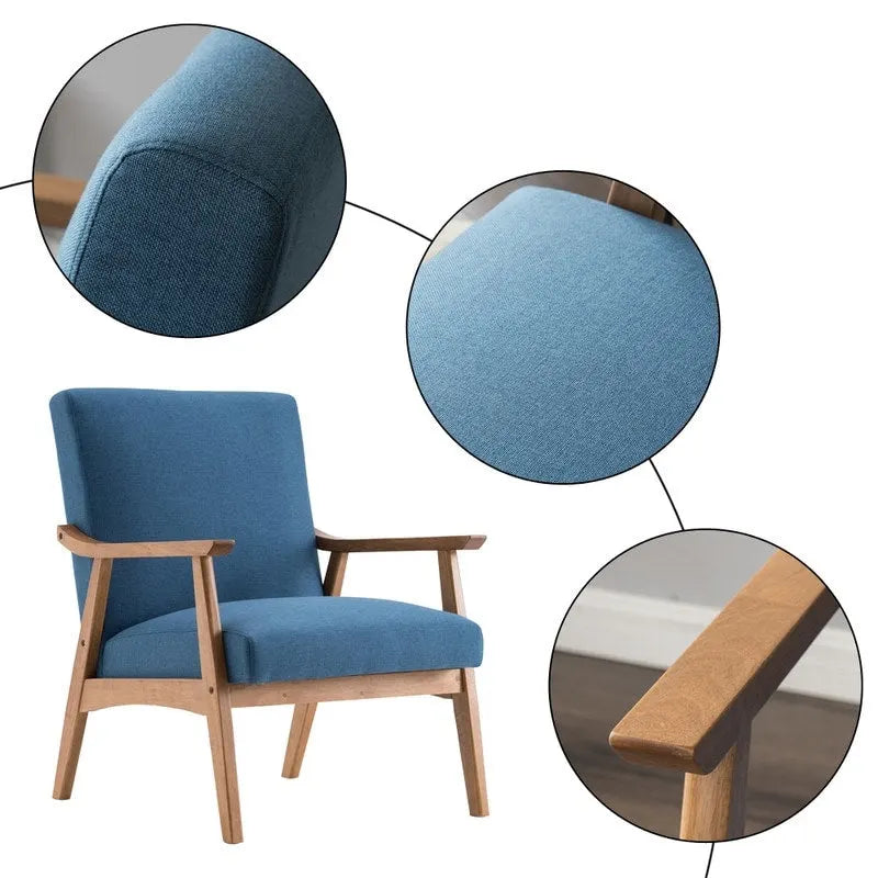 Mid Century Modern Wood Frame Accent Chair