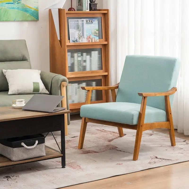 Mid Century Modern Wood Frame Accent Chair