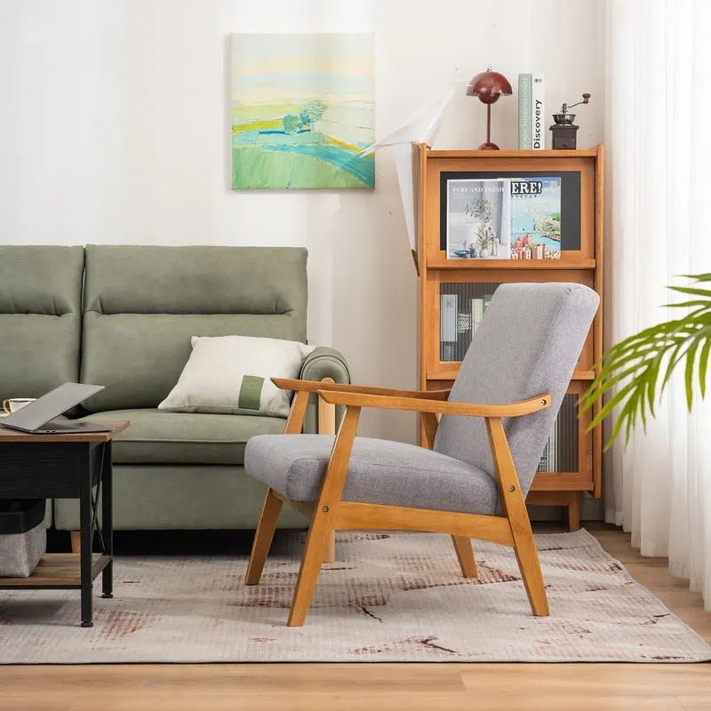 Mid Century Modern Wood Frame Accent Chair
