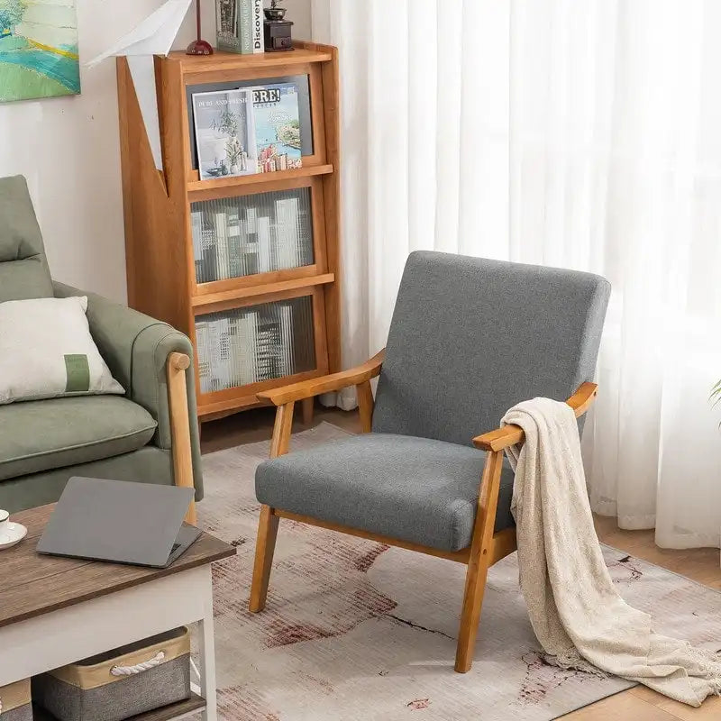 Mid Century Modern Wood Frame Accent Chair