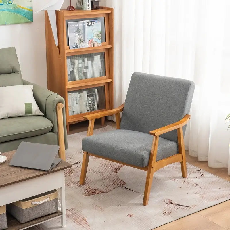 Mid Century Modern Wood Frame Accent Chair