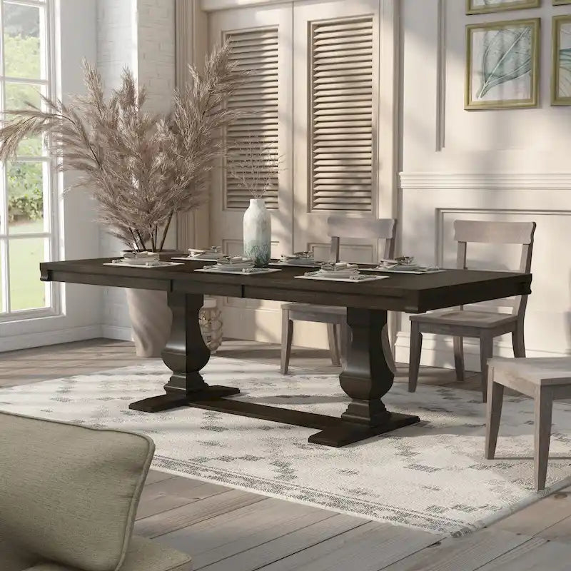 Espresso 94" Expandable Wood Dining Table with Trestle Base