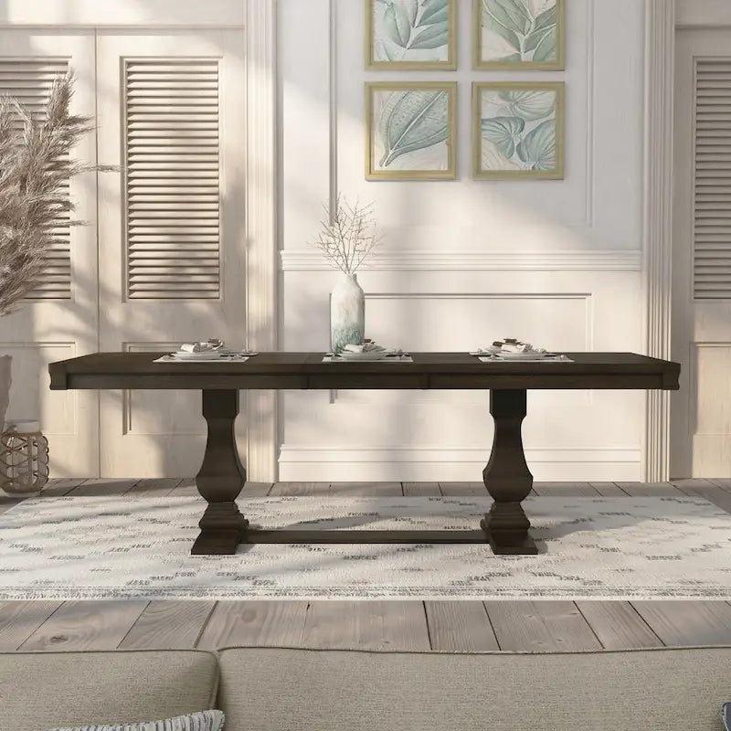 Espresso 94" Expandable Wood Dining Table with Trestle Base