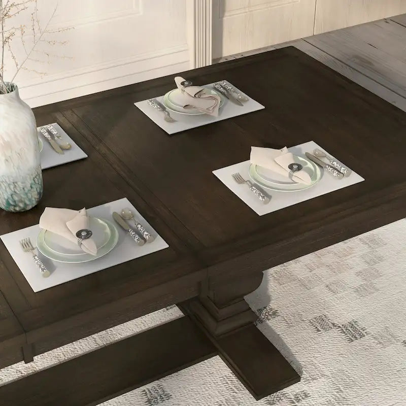 Espresso 94" Expandable Wood Dining Table with Trestle Base