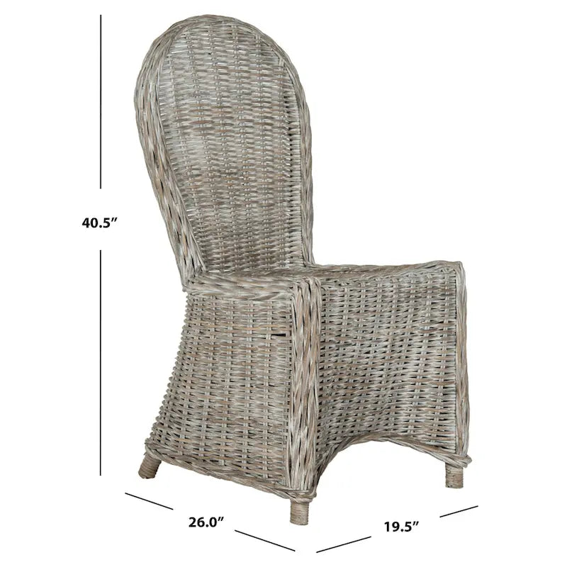 White Washed Rattan Dining Chair (Set of 2) 20Wx26Dx41H