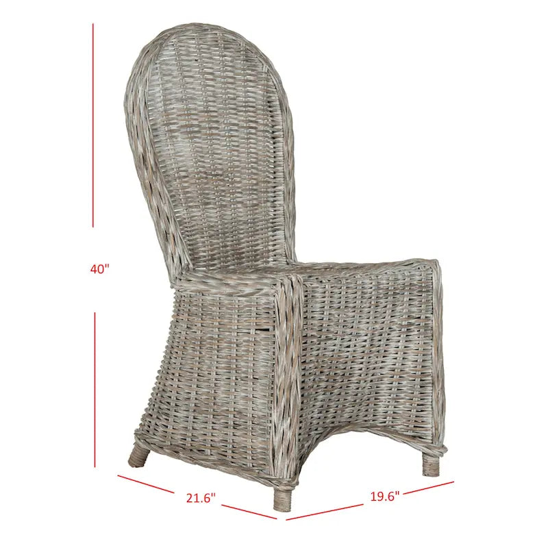 White Washed Rattan Dining Chair (Set of 2) 20Wx26Dx41H
