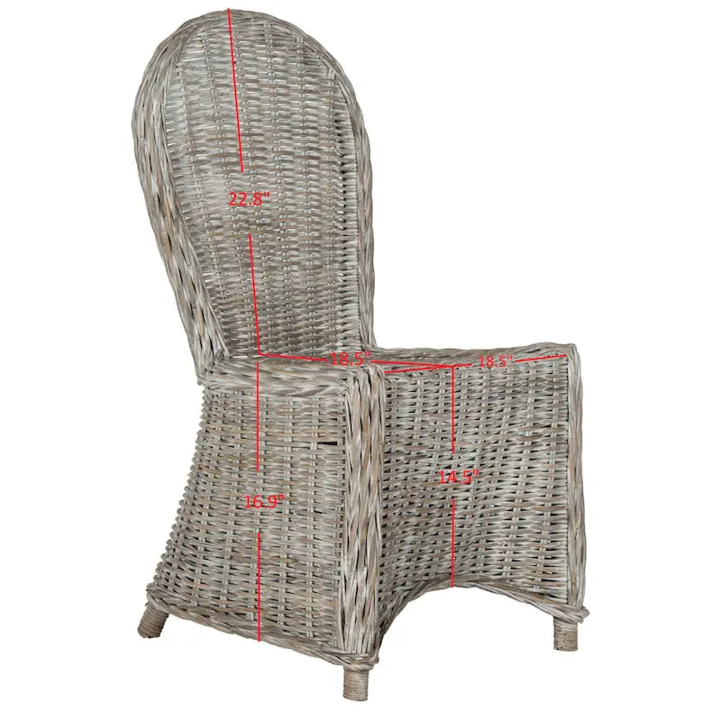 White Washed Rattan Dining Chair (Set of 2) 20Wx26Dx41H