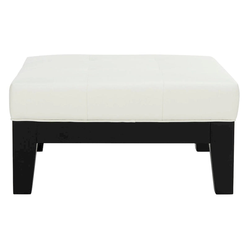 Square White Leather Ottoman