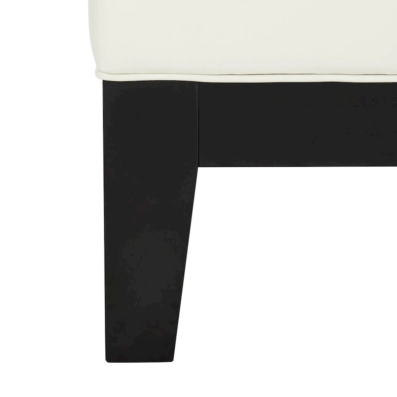Square White Leather Ottoman