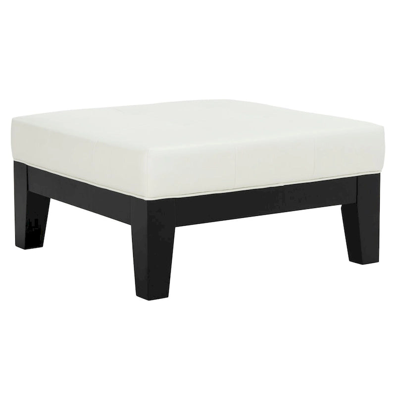 Square White Leather Ottoman