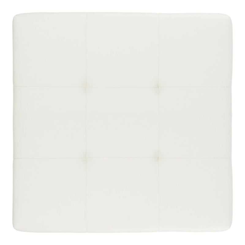 Square White Leather Ottoman
