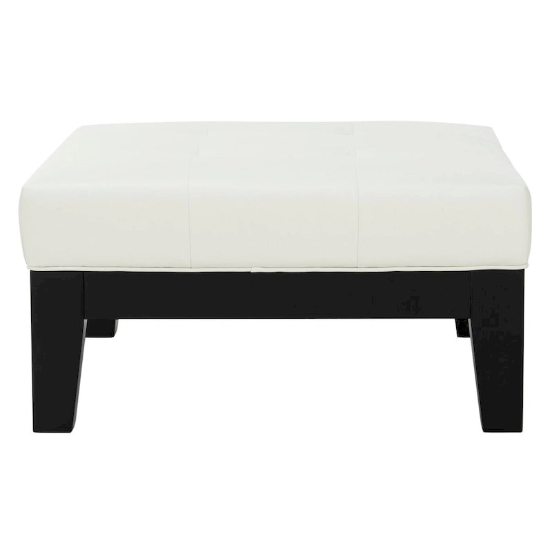 Square White Leather Ottoman