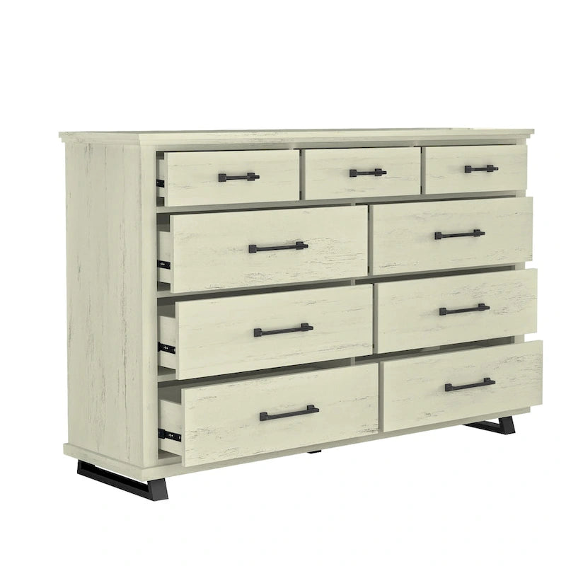 Farmhouse 4-Piece Bedroom Set - 2 Nightstand, 1 Chest and 1 Dresser