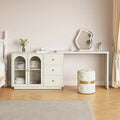 Sunvivi Extendable Corner Vanity 2 Door Makeup Table Without Mirror