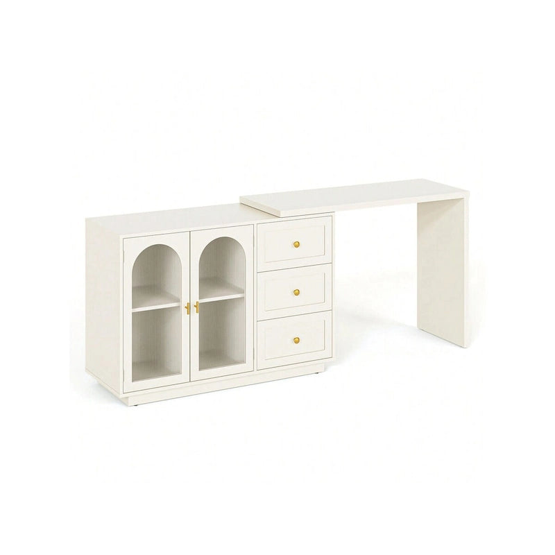 Extendable Corner Vanity 2 Door Makeup Table Without Mirror