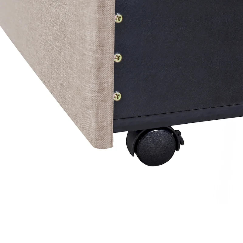 Queen Size Linen Upholstered Platform Bed with 3 Drawers and Storage
