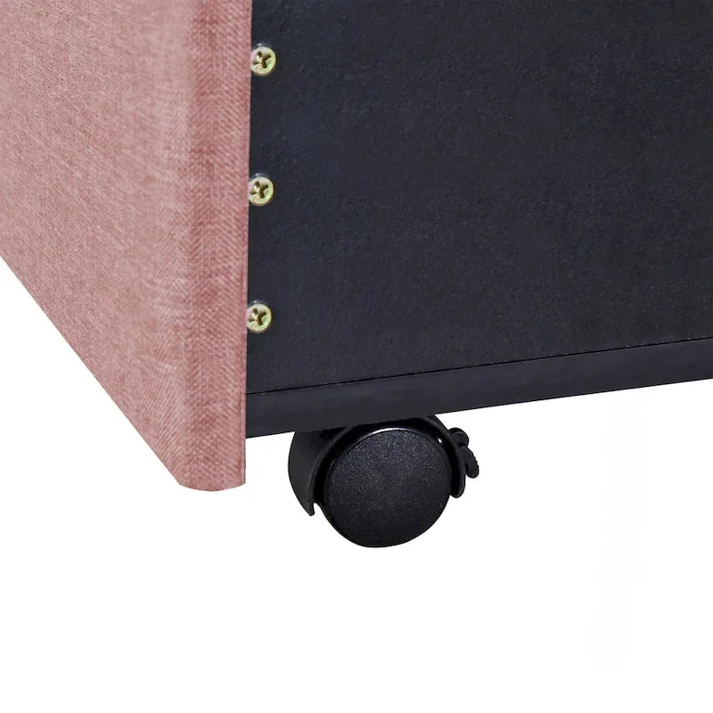 Queen Size Linen Upholstered Platform Bed with 3 Drawers and Storage