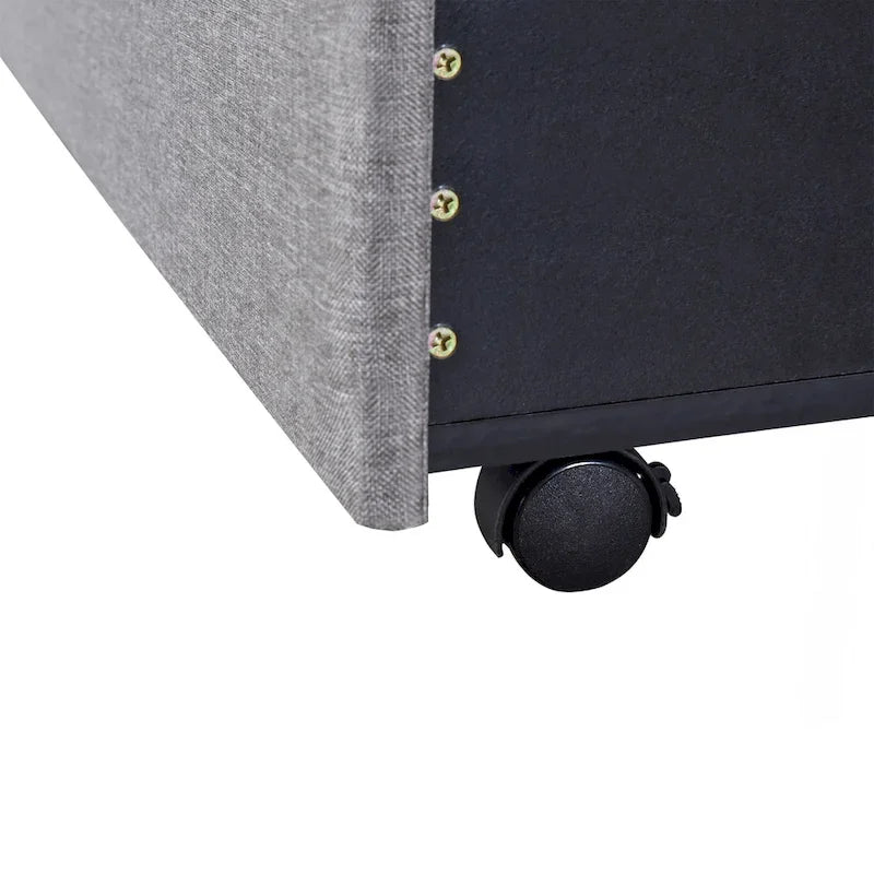 Queen Size Linen Upholstered Platform Bed with 3 Drawers and Storage