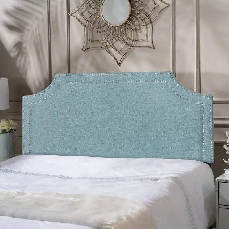 Fabric Upholstered Headboard with Nailhead for Queen Bed