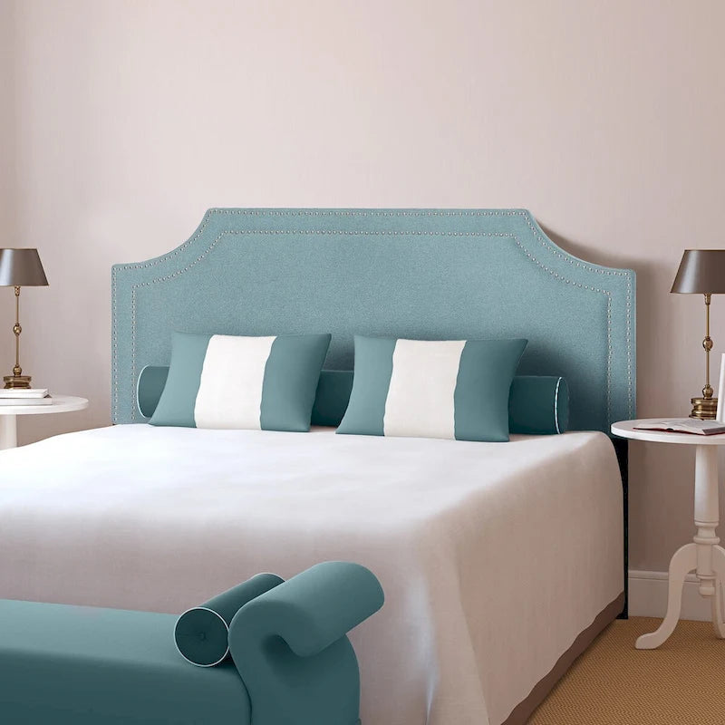 Fabric Upholstered Headboard with Nailhead for Queen Bed