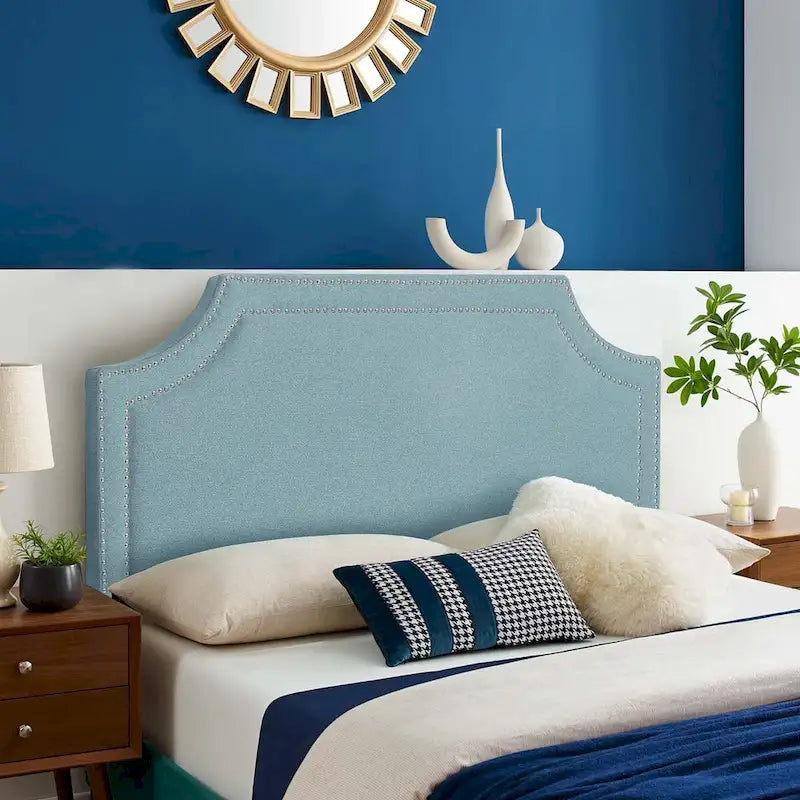 Fabric Upholstered Headboard with Nailhead for Queen Bed