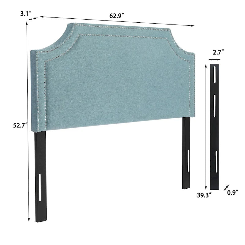 Fabric Upholstered Headboard with Nailhead for Queen Bed