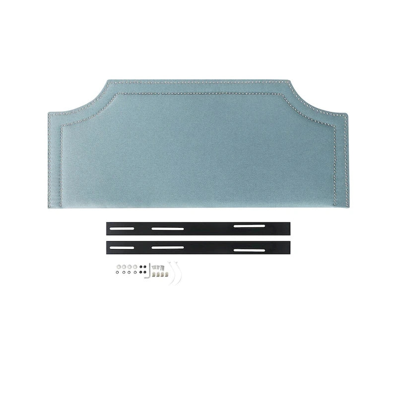 Fabric Upholstered Headboard with Nailhead for Queen Bed