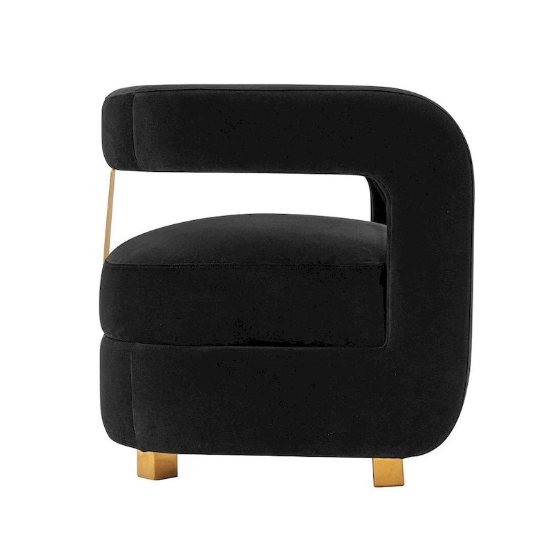 Modern Velvet Accent Chair Set of 2 with Gold Metal Legs