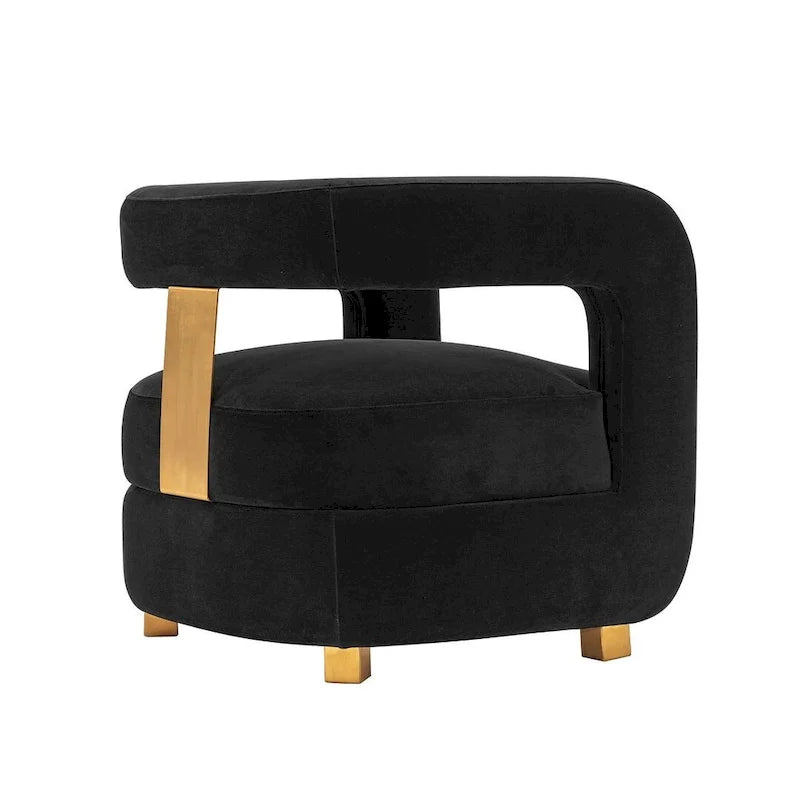 Modern Velvet Accent Chair Set of 2 with Gold Metal Legs