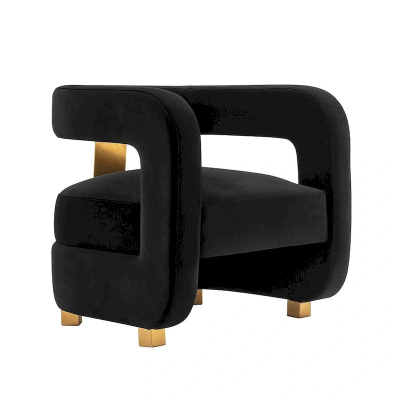 Modern Velvet Accent Chair Set of 2 with Gold Metal Legs