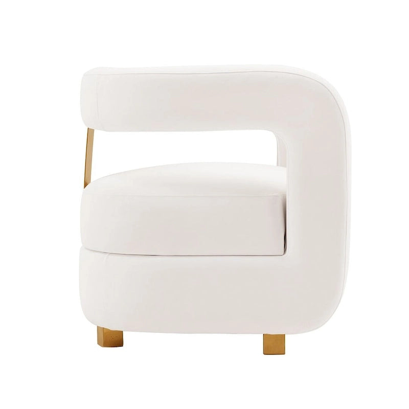 Modern Velvet Accent Chair Set of 2 with Gold Metal Legs