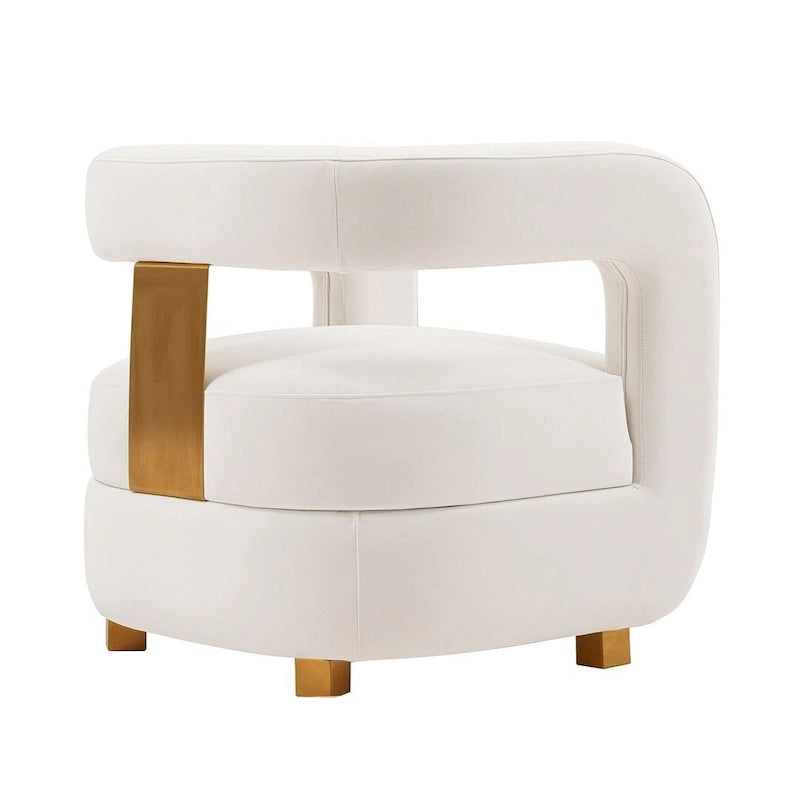 Modern Velvet Accent Chair Set of 2 with Gold Metal Legs