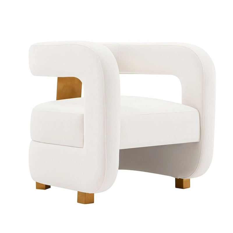 Modern Velvet Accent Chair Set of 2 with Gold Metal Legs