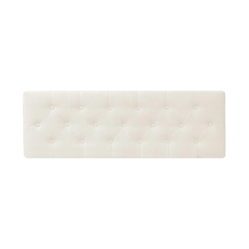 Čalouněná úložná lavice/otoman ve stylu Mid-Century Modern s knoflíky a lněným sedákem