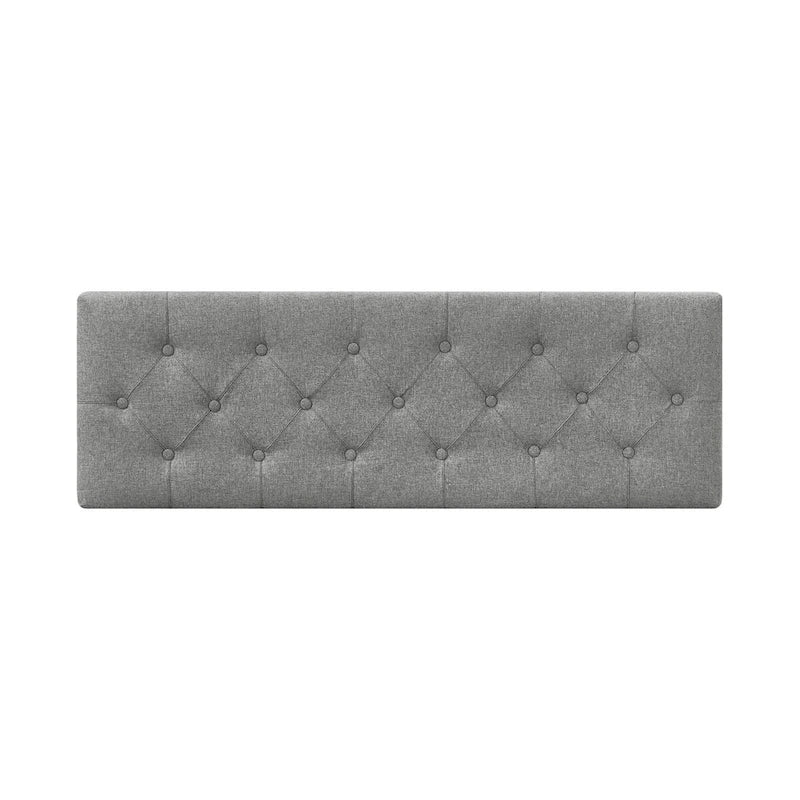 Čalouněná úložná lavice/otoman ve stylu Mid-Century Modern s knoflíky a lněným sedákem