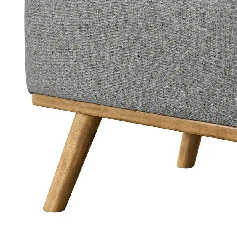 Čalouněná úložná lavice/otoman ve stylu Mid-Century Modern s knoflíky a lněným sedákem