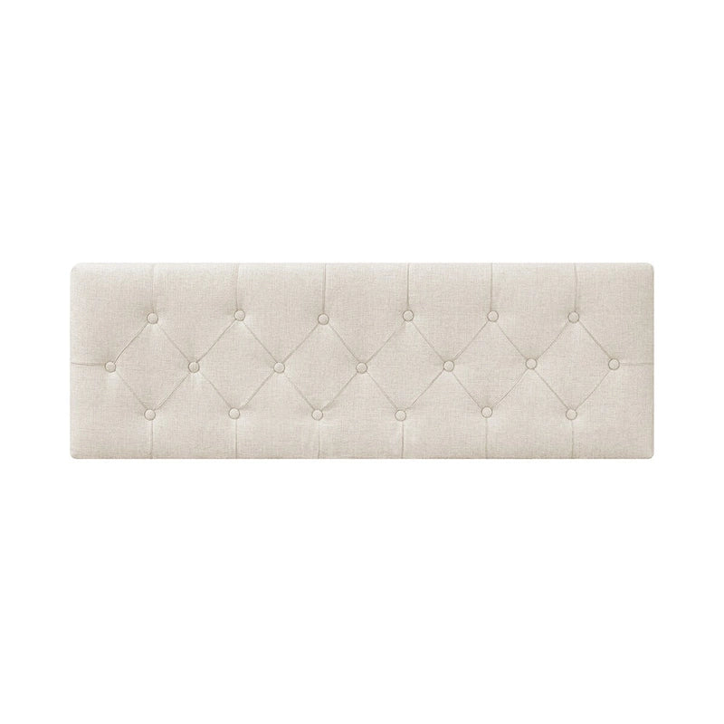 Čalouněná úložná lavice/otoman ve stylu Mid-Century Modern s knoflíky a lněným sedákem