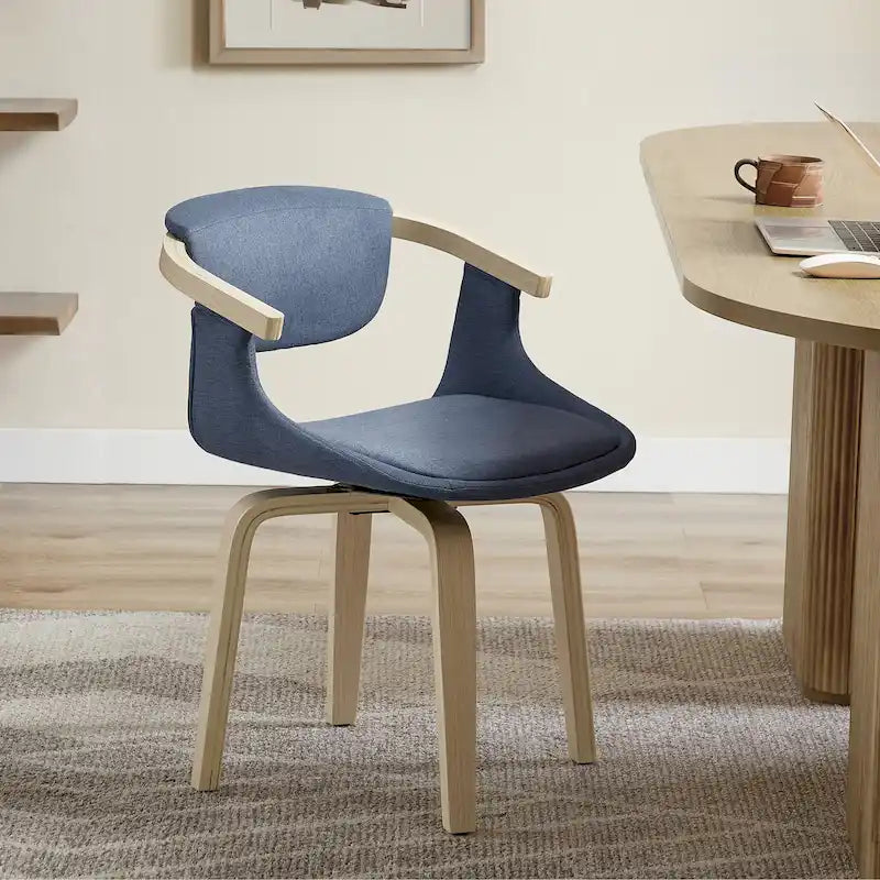 Swivel Upholstered and Wood Accent Chair