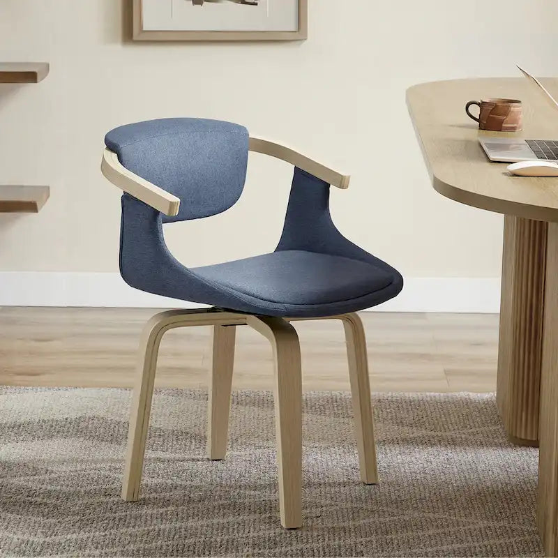 Swivel Upholstered and Wood Accent Chair