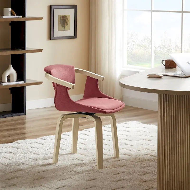 Swivel Upholstered and Wood Accent Chair