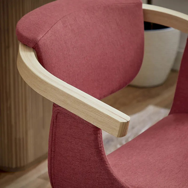 Swivel Upholstered and Wood Accent Chair