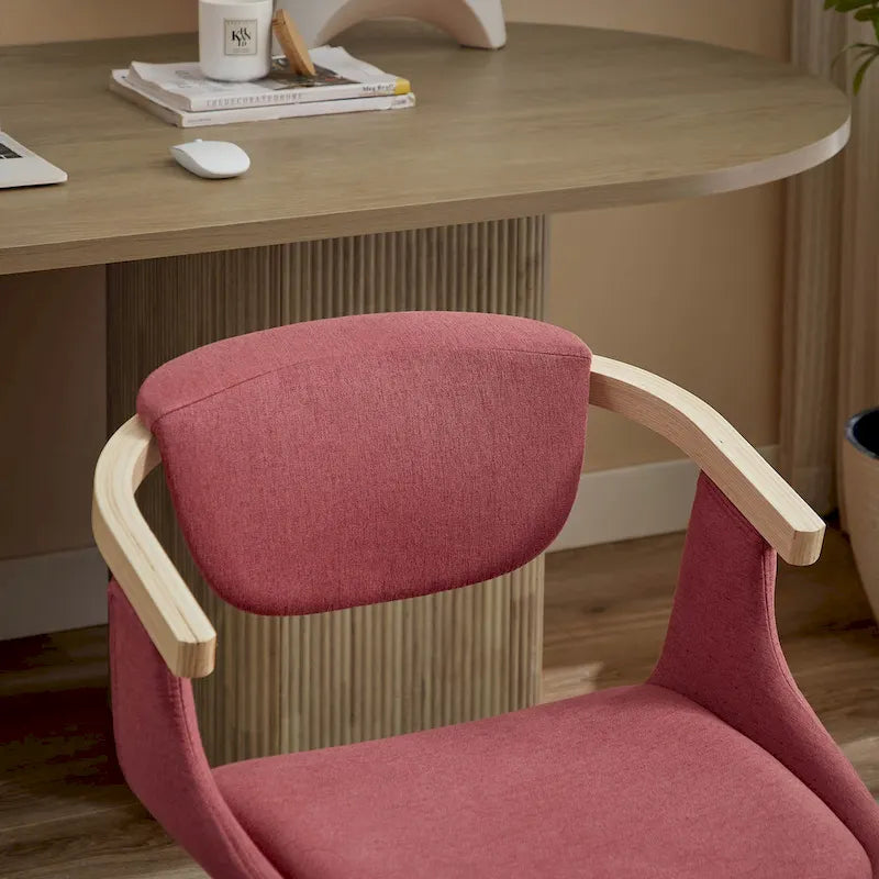 Swivel Upholstered and Wood Accent Chair