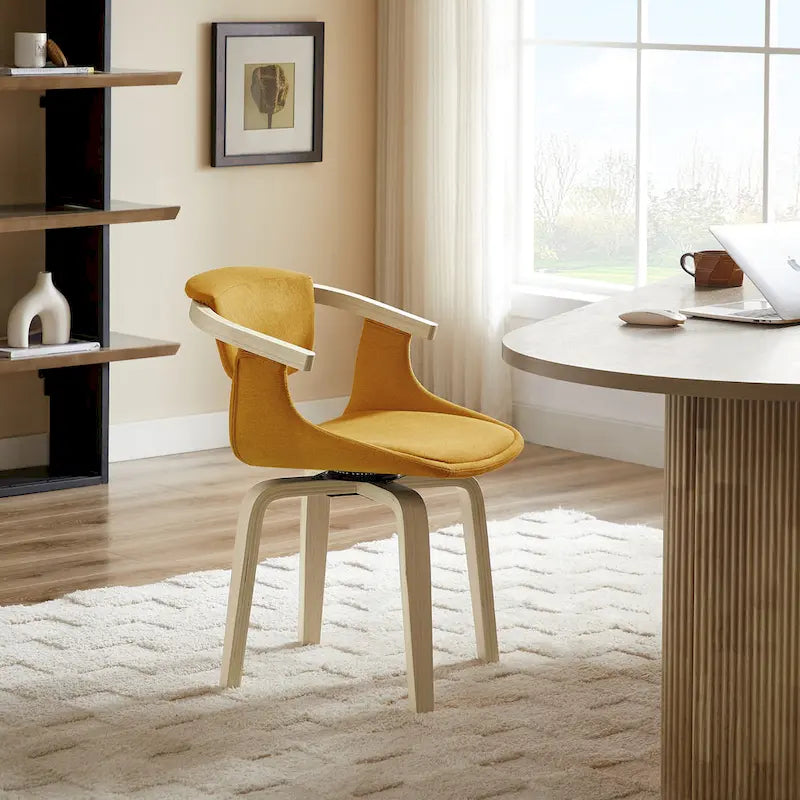 Swivel Upholstered and Wood Accent Chair