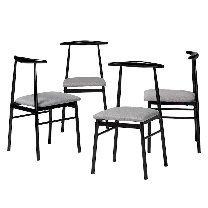 Modern Industrial Fabric and Metal 4-Piece Dining Chair Set